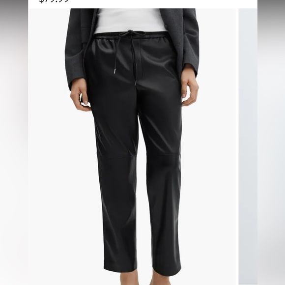 MNG Faux Leather Pull On Drawstring Waist Pants Size Medium - Picture 1 of 5